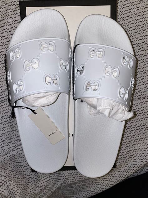 gucci slides white on|gucci slides white cheap.